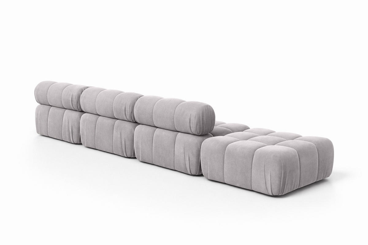 ECKSOFA L-Form XL, Stoff Velours Salvador, Grau, Rechts, Selia L XL - Grau, Holz (380/160cm) - Kaiser Möbel