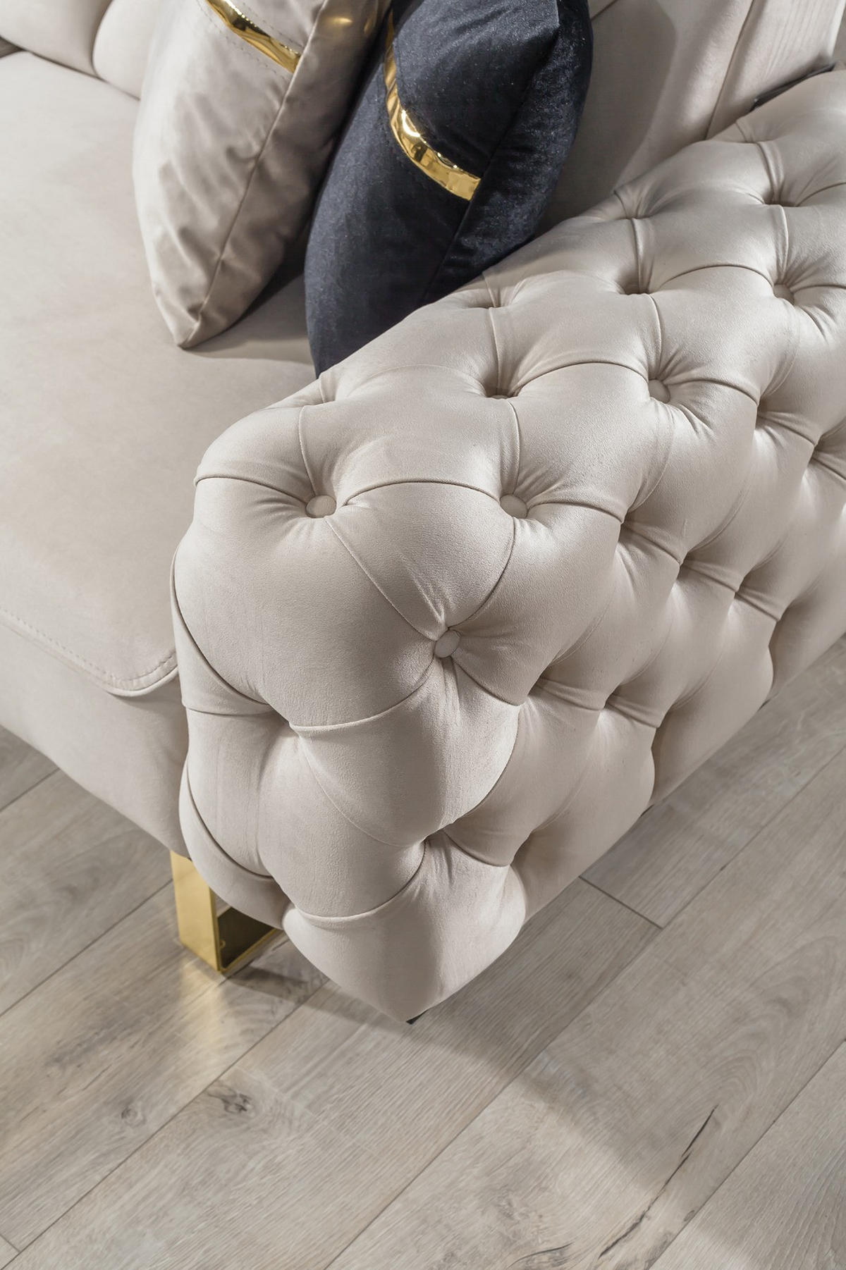 SITZGARNITUR Roma, Beige Stellvariante 2+1+1 - Creme, Textil (190/75/100cm) - Villa Möbel