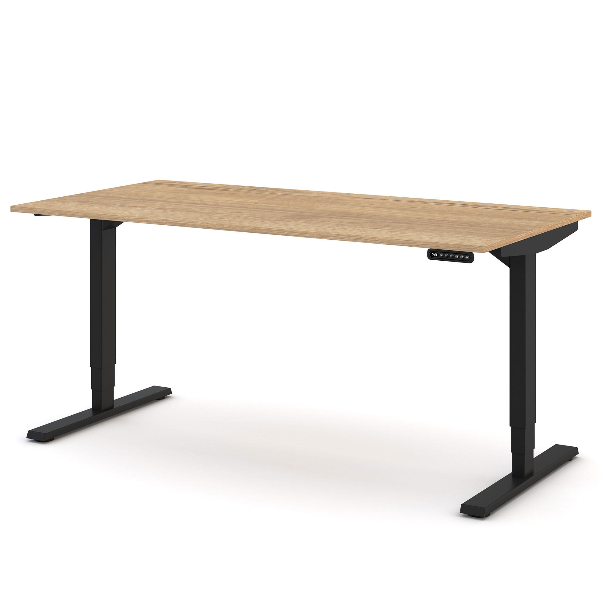 SCHREIBTISCH Elektrisch höhenverstellbarer Schreibtisch Y-Line Eiche Natura Schwarz 160/80/62-127cm - Schwarz/Eiche Artisan, Holzwerkstoff/Metall (80/160/127cm) - ASSMANN