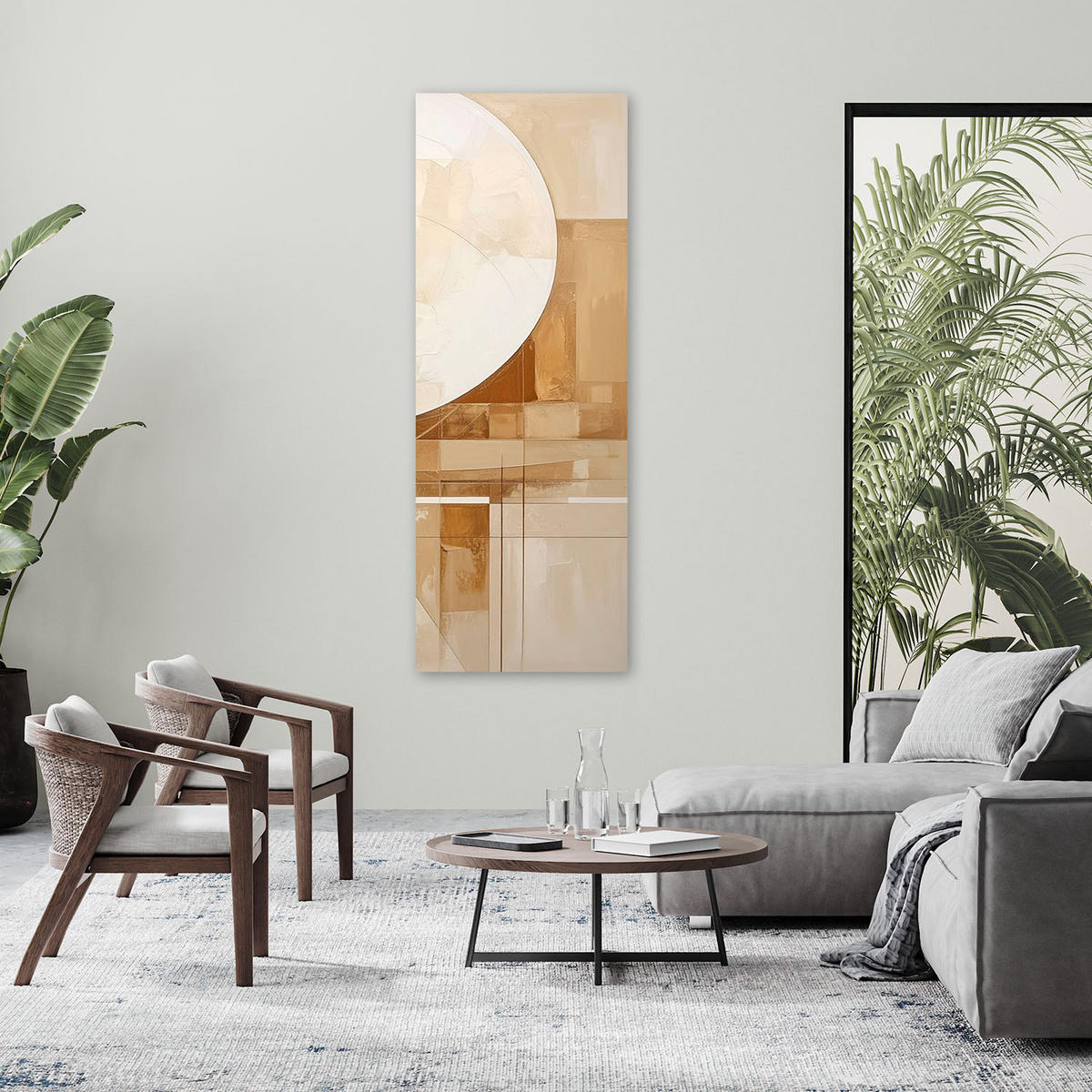 LEINWANDBILD 3D und geometrisch 50x150cm - Beige, Textil (50/150cm) - Feeby