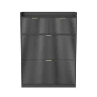 SCHUHSCHRANK im modernen - Kompakter Kipp-Schuhkipper mit 2 Schubladen und 2 Klappen - Schwarz - Schwarz, Holzwerkstoff (24/110/80cm) - DELFA