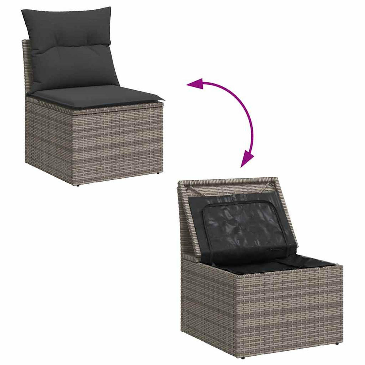 GARTEN-SOFAGARNITUR 4-TLG. Mit Kissen Grau Poly Rattan - Grau, Kunststoff - vidaXL