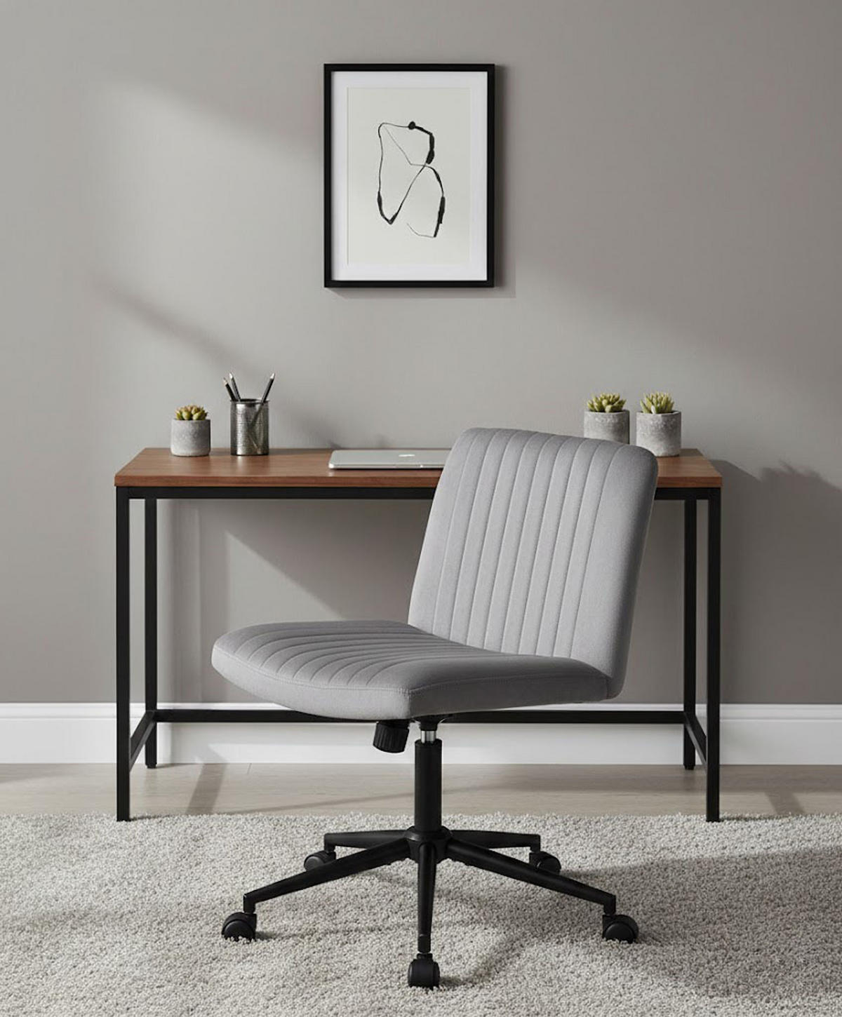 BÜROSTUHL Lynox Samt dunkelgrau - Dunkelgrau/Schwarz, Metall (62/98/65cm) - TPFLiving