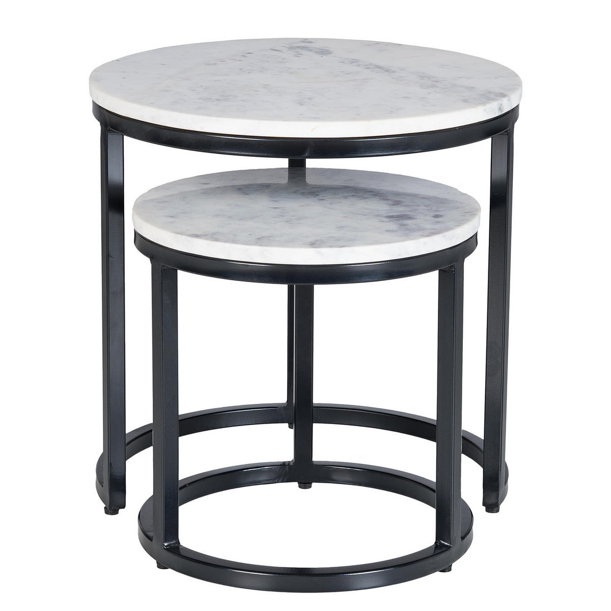 COUCHTISCH-SET - Marmor, 2-teilig - Schwarz/Weiß, Naturmaterialien/Metall (45/45/45cm) - home24