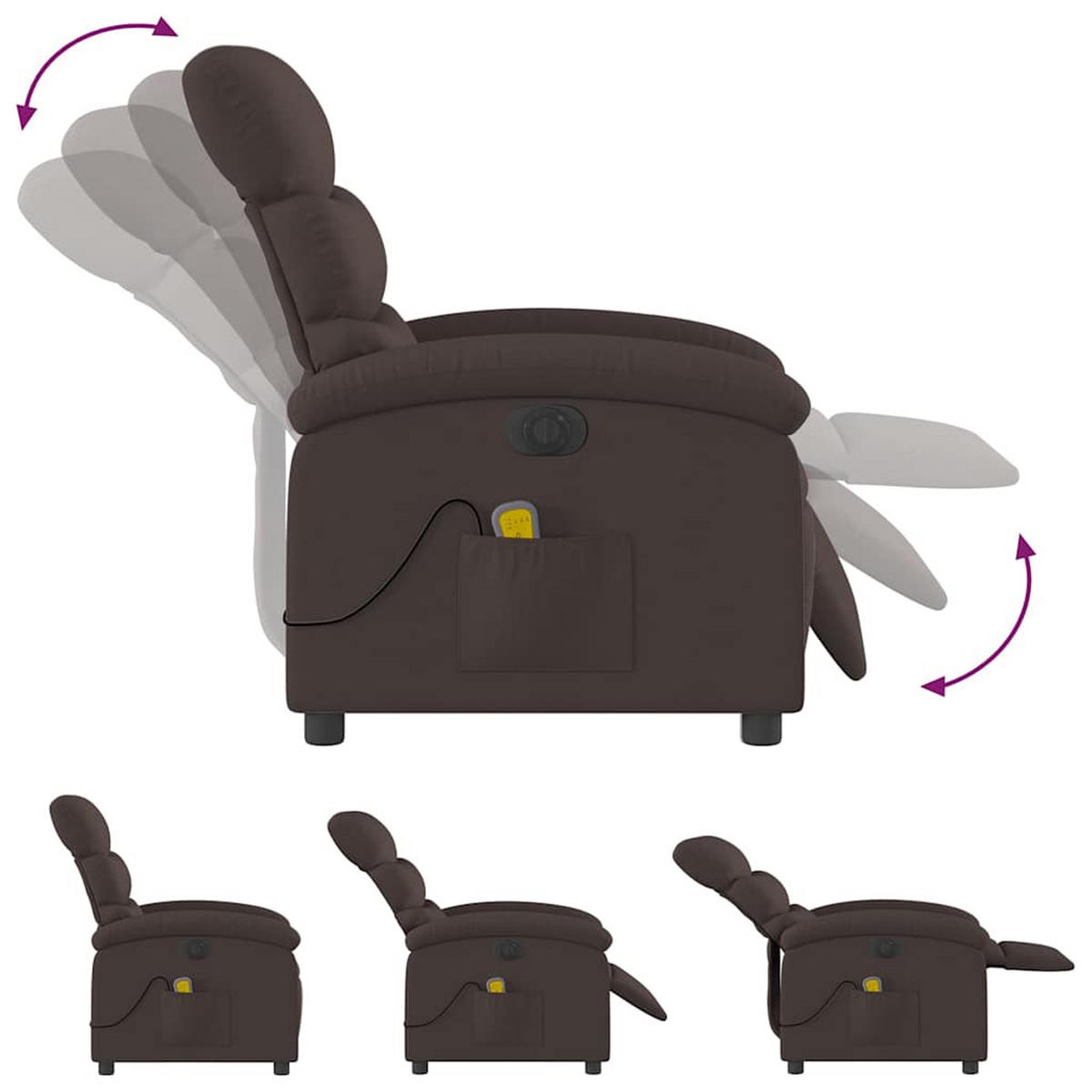 MASSAGESESSEL Elektrisch Dunkelbraun Stoff - Dunkelbraun/Braun, Textil (147/80/70cm) - vidaXL