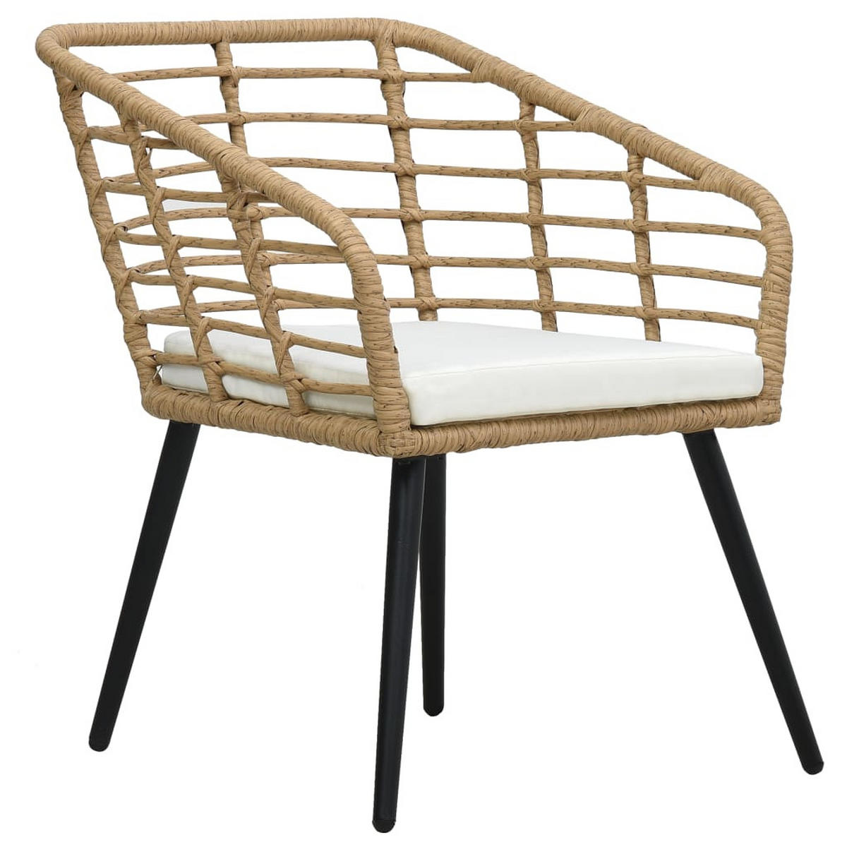 GARTENSTÜHLE 2er Set Mit Auflagen Poly Rattan Eiche - Creme/Braun, Kunststoff/Textil (63.5/77/53.5cm) - vidaXL