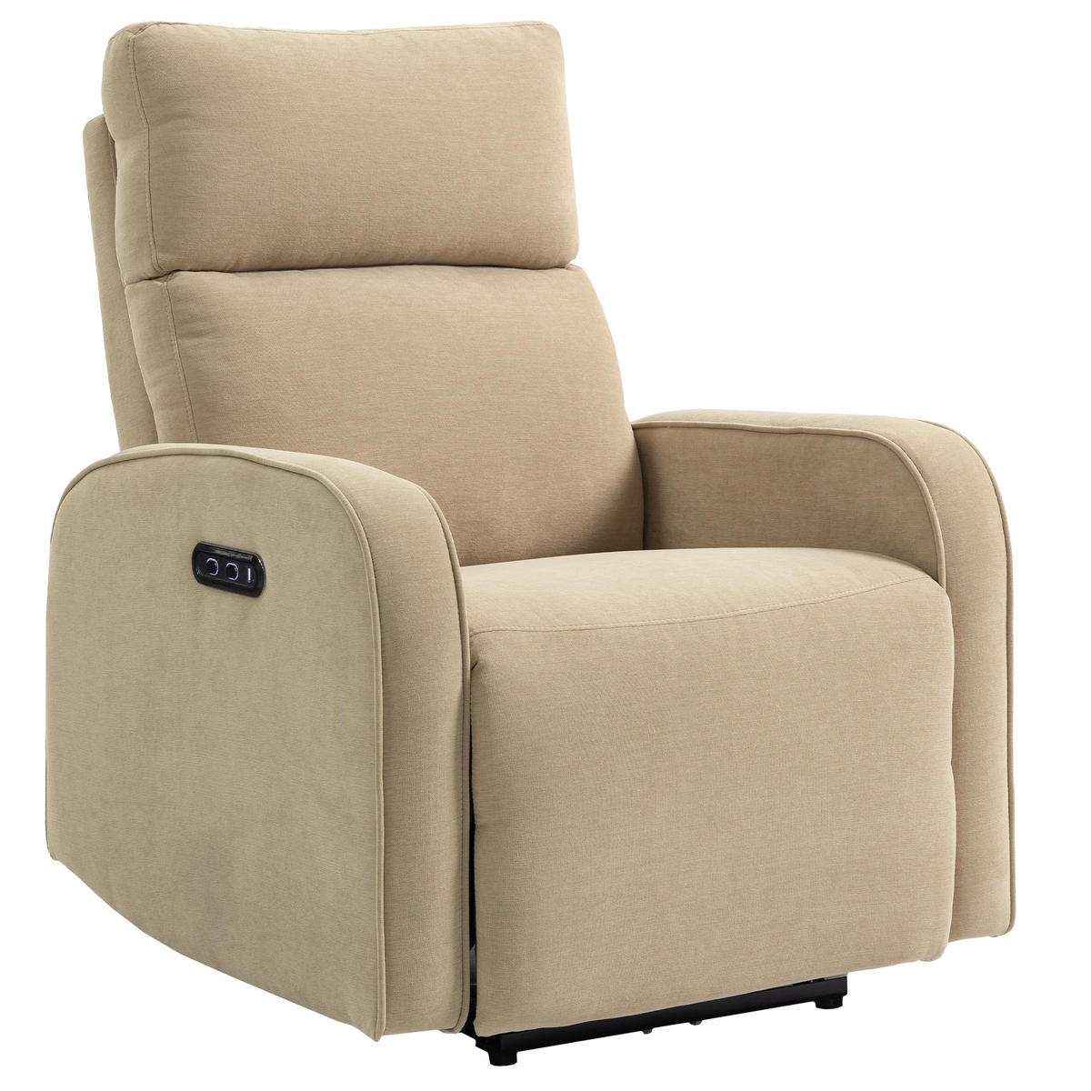 RELAXSESSEL,ELEKTRISCH Chenille Fußstütze verstellbare Kopfstütze Steckdosen,beige - Beige, Textil (80/103/93cm) - Vallsero