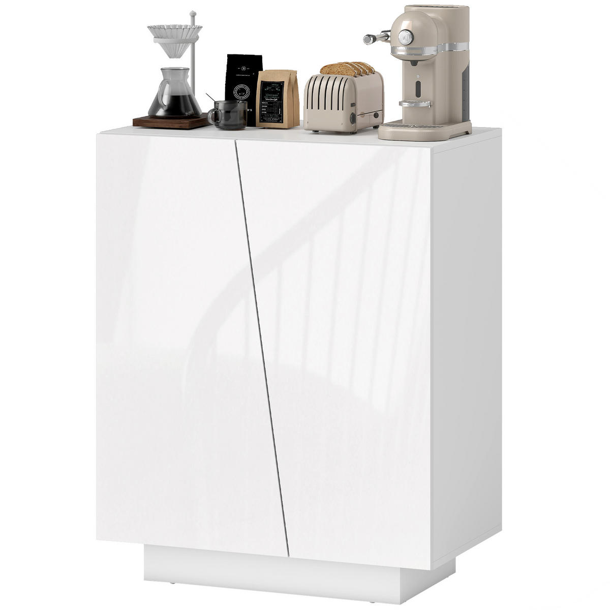 SIDEBOARD DE-11192 2 Türen mit verstellbarem Boden Weiß Hochglanz - Weiß, Holzwerkstoff (70/88/40cm) - ComfortXL
