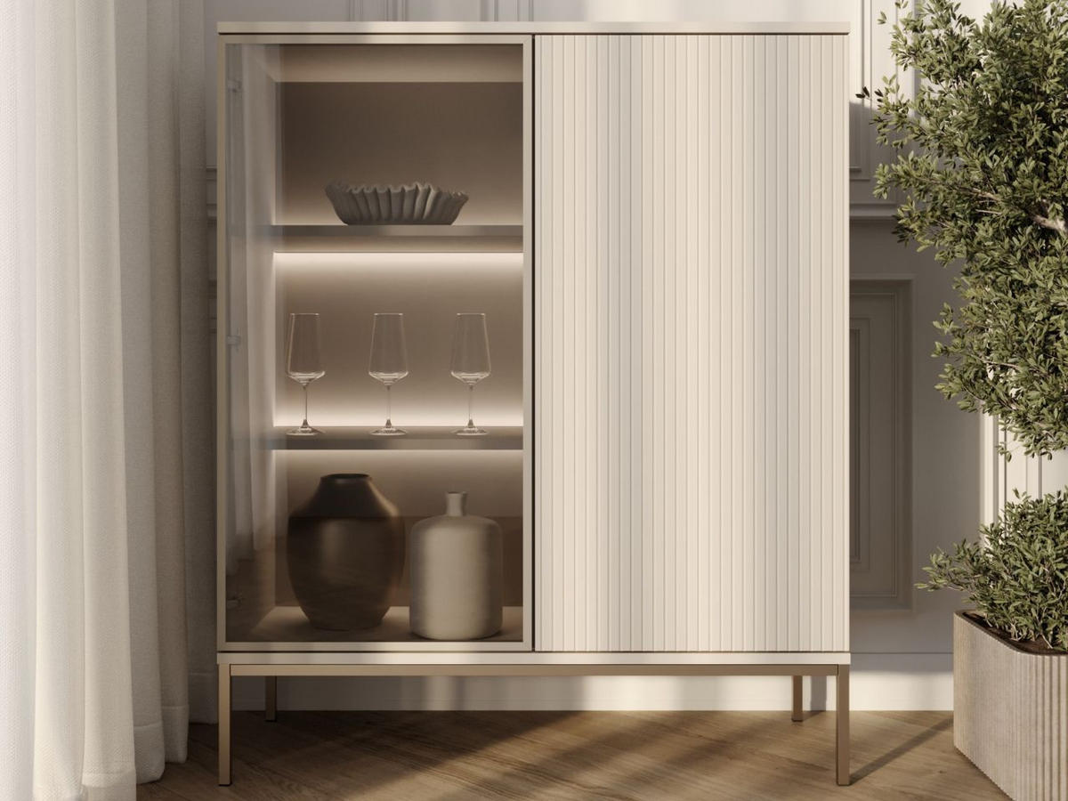 VITRINE Kaschmir 104/126/39 cm Deo - Kaschmir/Champagner, Naturmaterialien/Glas (104/126/39cm) - Graingold