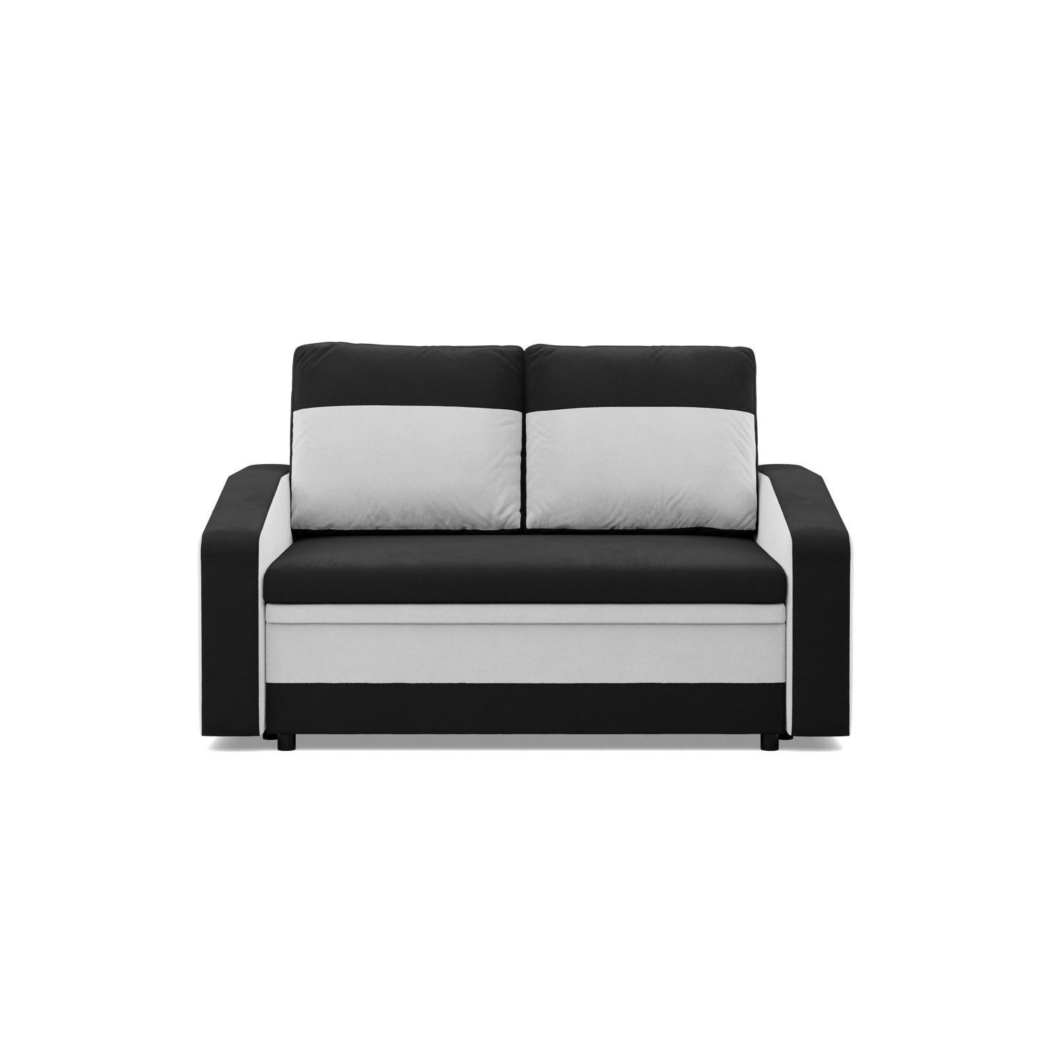 SOFA 2-SITZER MIT SCHLAFFUNKTION ORION, Schwarz + Weiß - Schwarz/Weiß, Textil (148/90/87cm)