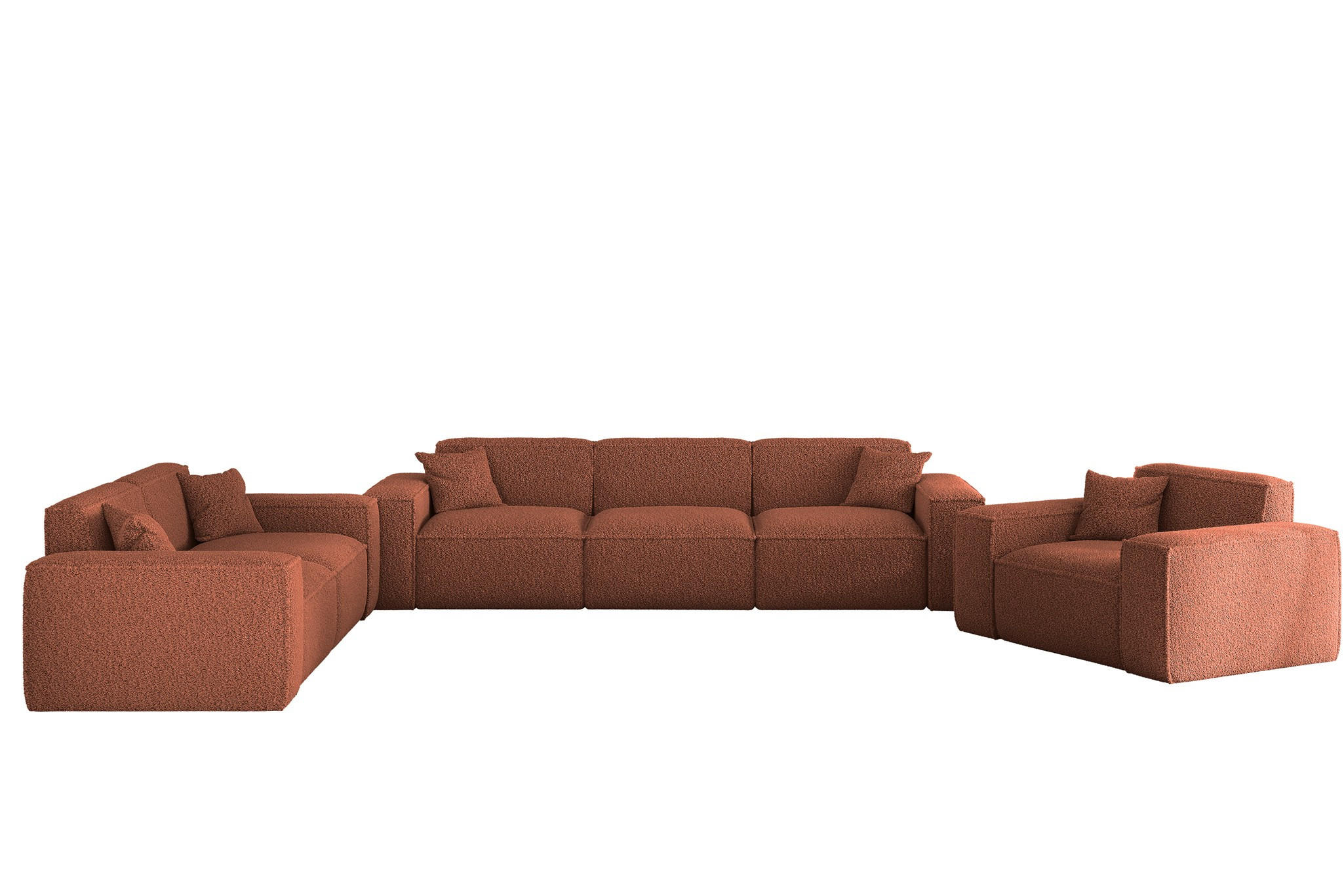 SOFASET Celes Premium 3-2-1 In Sven - Rotbraun, Holzwerkstoff/Textil (218/73/90cm) - Fun Möbel