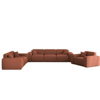 SOFASET Celes Premium 3-2-1 In Sven - Rotbraun, Holzwerkstoff/Textil (218/73/90cm) - Fun Möbel
