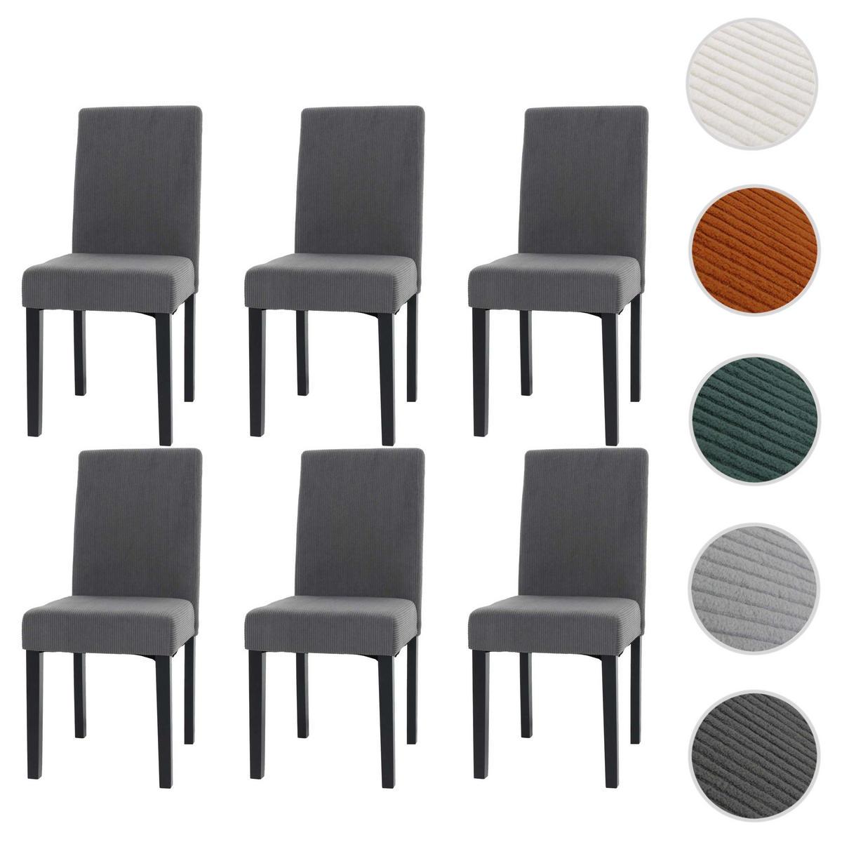 ESSZIMMERSTUHL Grau 6er-Set - Grau, Textil (42/90/50cm) - MCW