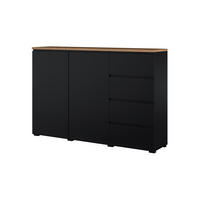 SIDEBOARD Liko Schwarz und Holz - Schwarz, Holzwerkstoff (150/100.4/34.5cm) - Petits-meubles