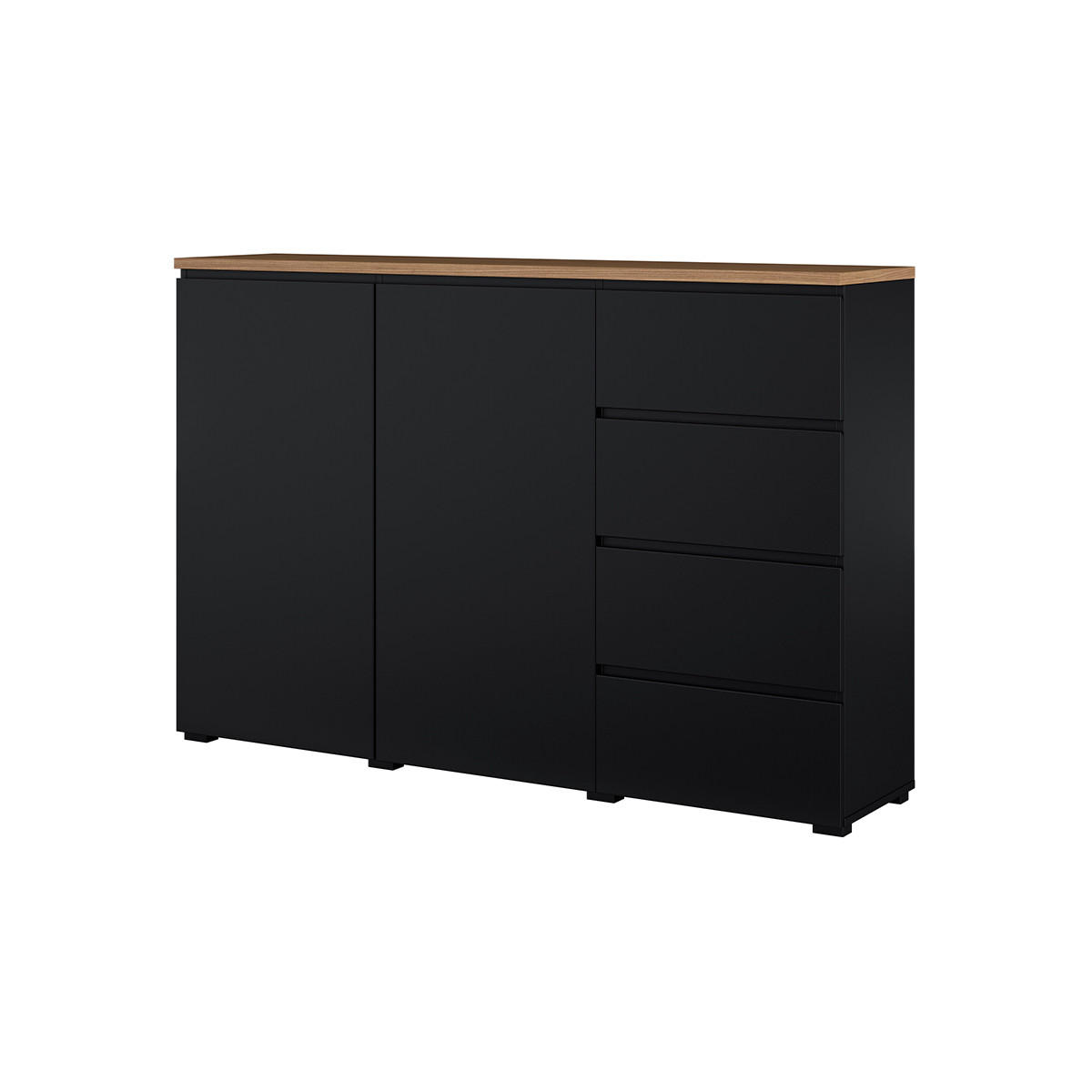 SIDEBOARD Liko Schwarz und Holz - Schwarz, Holzwerkstoff (150/100.4/34.5cm) - Petits-meubles