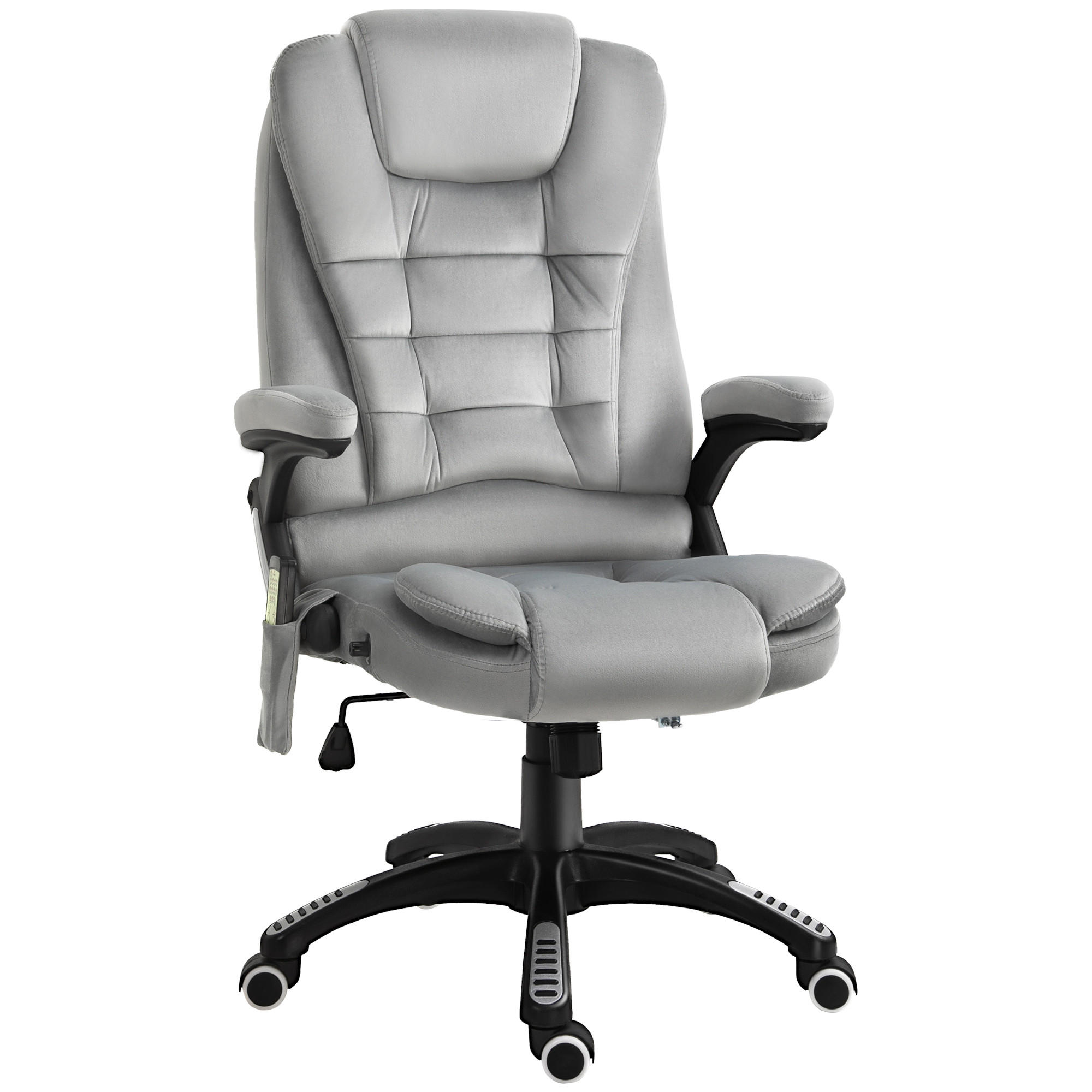 MASSAGE Sessel höhenverstellbarer Bürostuhl mit Massagefunktion Relaxsessel Grau - Silberfarben/Schwarz, Kunststoff/Textil (74/116/67cm) - Vinsetto
