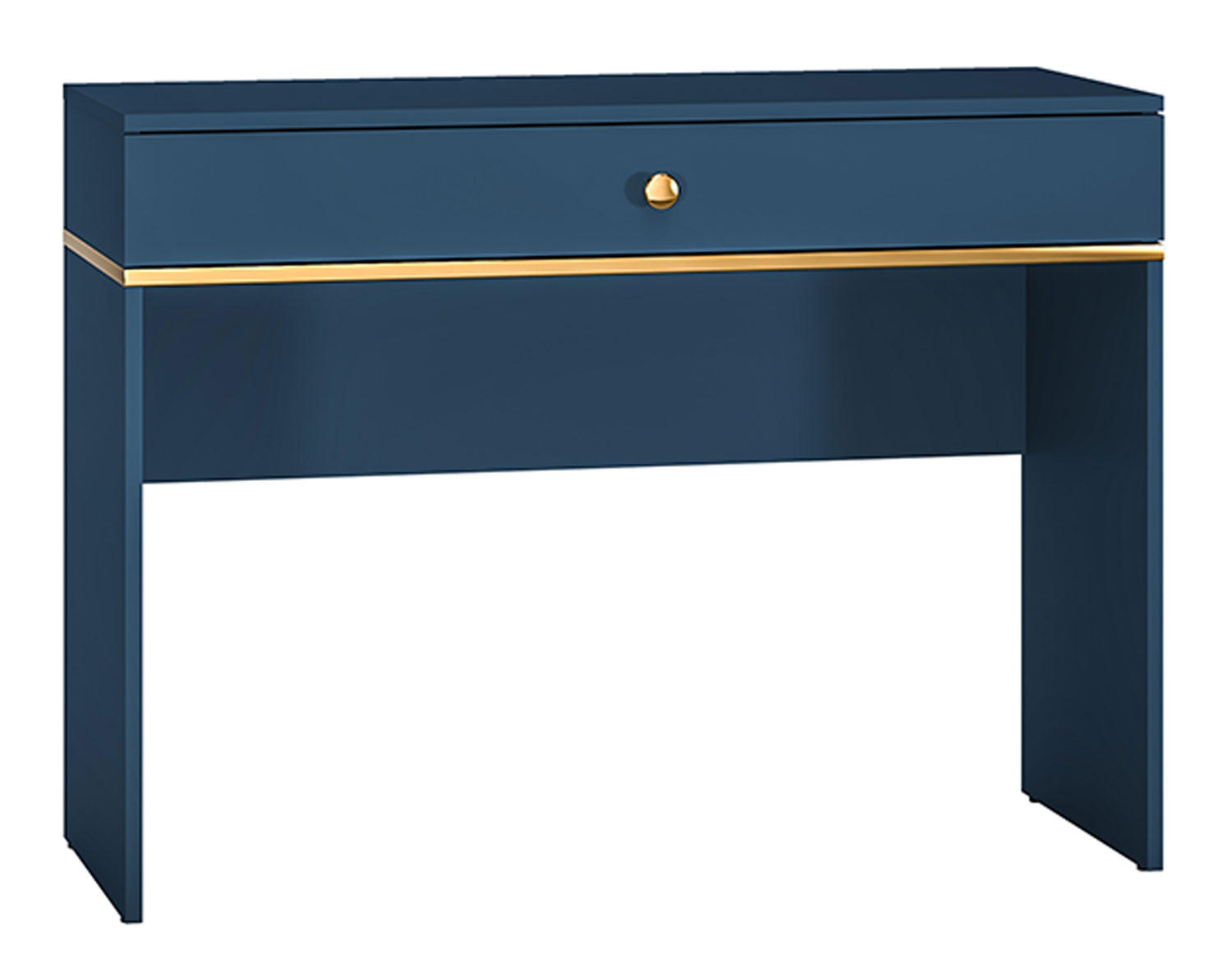 SCHMINKTISCH Marine dunkelblau / gold 100 / 40 / 79cm - Blau, Holz/Holzwerkstoff (40/100/79cm) - Feldmann-Wohnen