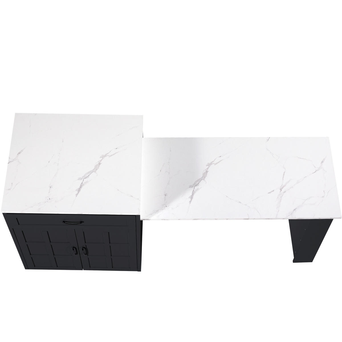 AUSZIEHBARER Bartisch 133-202x70x93,5cm Schwarz mit Schublade & Gewürzregal - Schwarz, Holzwerkstoff (202/93.5/70cm) - Modfu