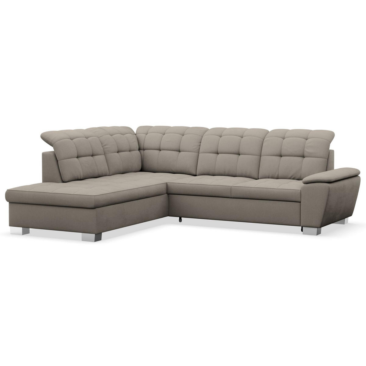 ECKSOFA Jamaal Taupe linksseitig - Taupe/Schwarz, Textil (258/212cm) - Selsey