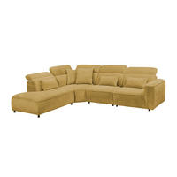 ECKSOFA mit 5-fach verstellbare Kopflehnen und pflegeleichter Mikrofaser-Chenille-Bezug - Goldfarben/Schwarz, Kunststoff/Textil (339/285cm) - ed exciting design