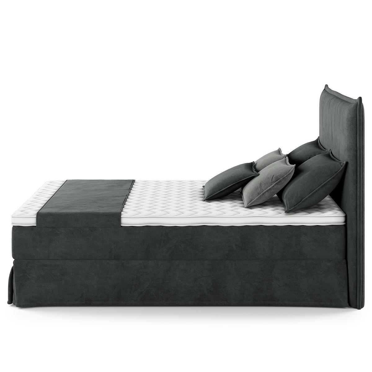 BOXSPRINGBETT mit Husse - Dunkelblau, Textil (140/200cm) - home24