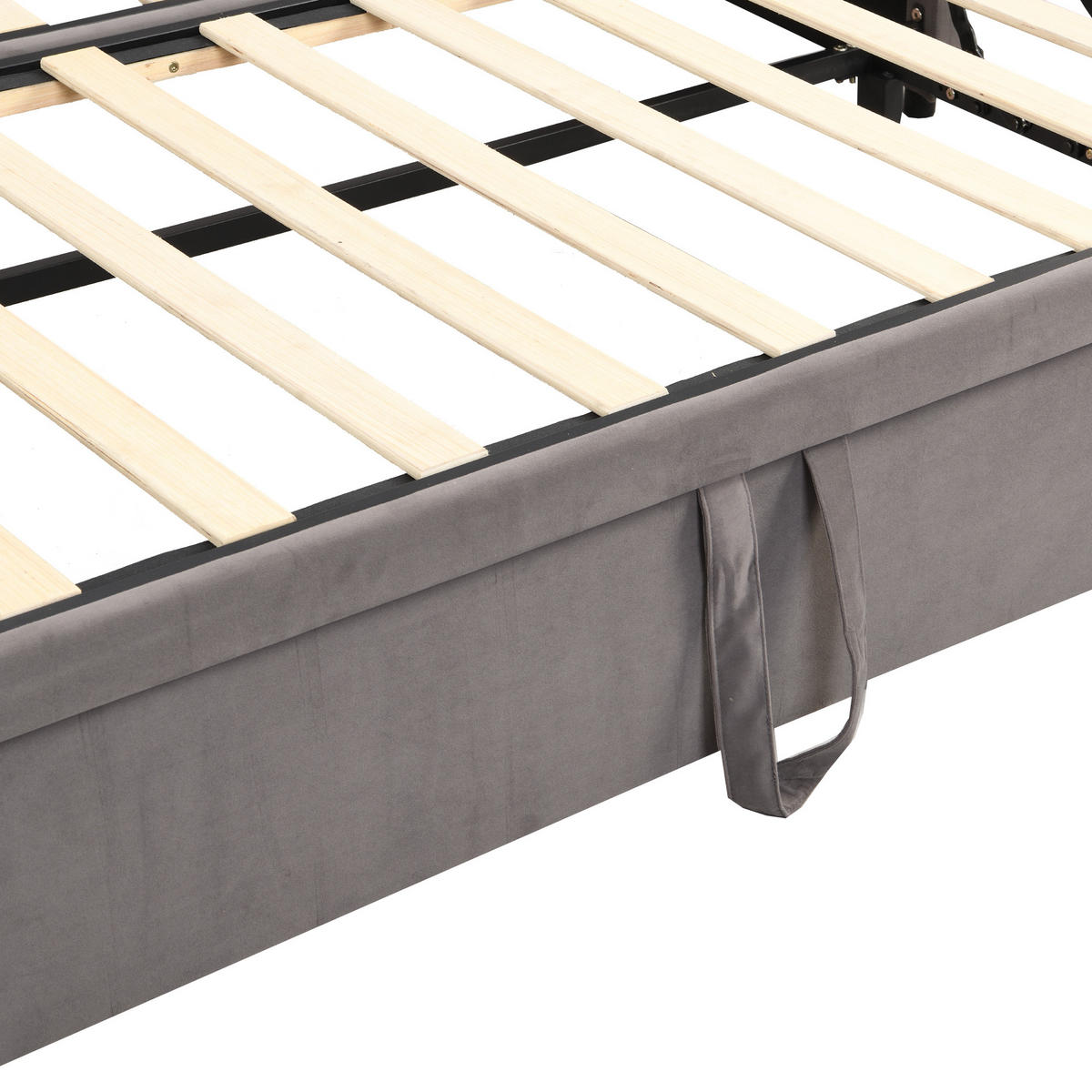 AUSZIEHBETT 90/180/200 cm DE-01728, in Dunkelgrau, mit Lattenrost - Dunkelgrau, Holz (90/200cm) - ComfortXL