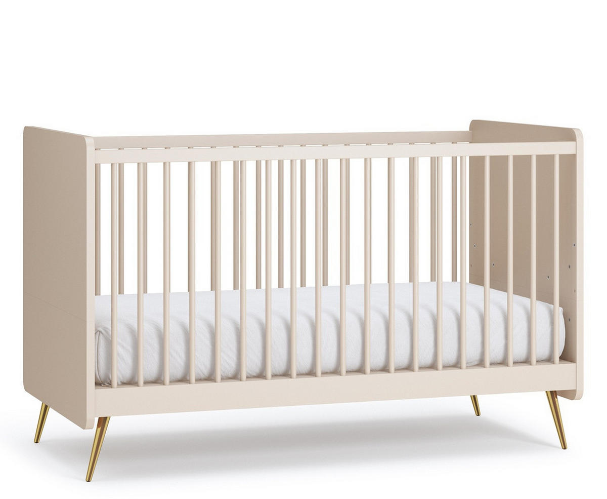 BABYZIMMER Set Lien - 4-teilig - Sandfarben/Goldfarben, Holzwerkstoff/Metall (90/188/51cm) - QMM TraumMöbel