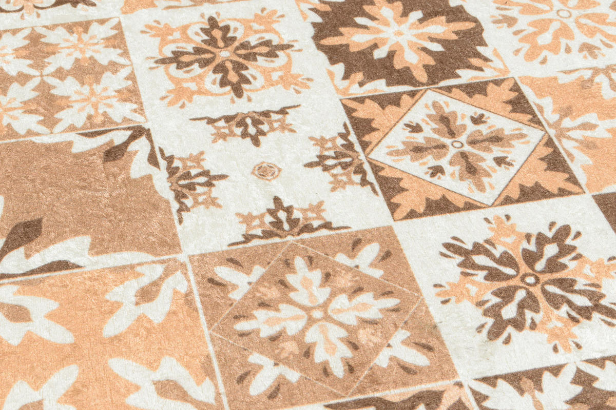 KÜCHENTEPPICH mit orangefarbenem Zementfliesenmuster Azulejo 80x150 cm - Orange, Textil (80/150cm) - Nazar Rugs