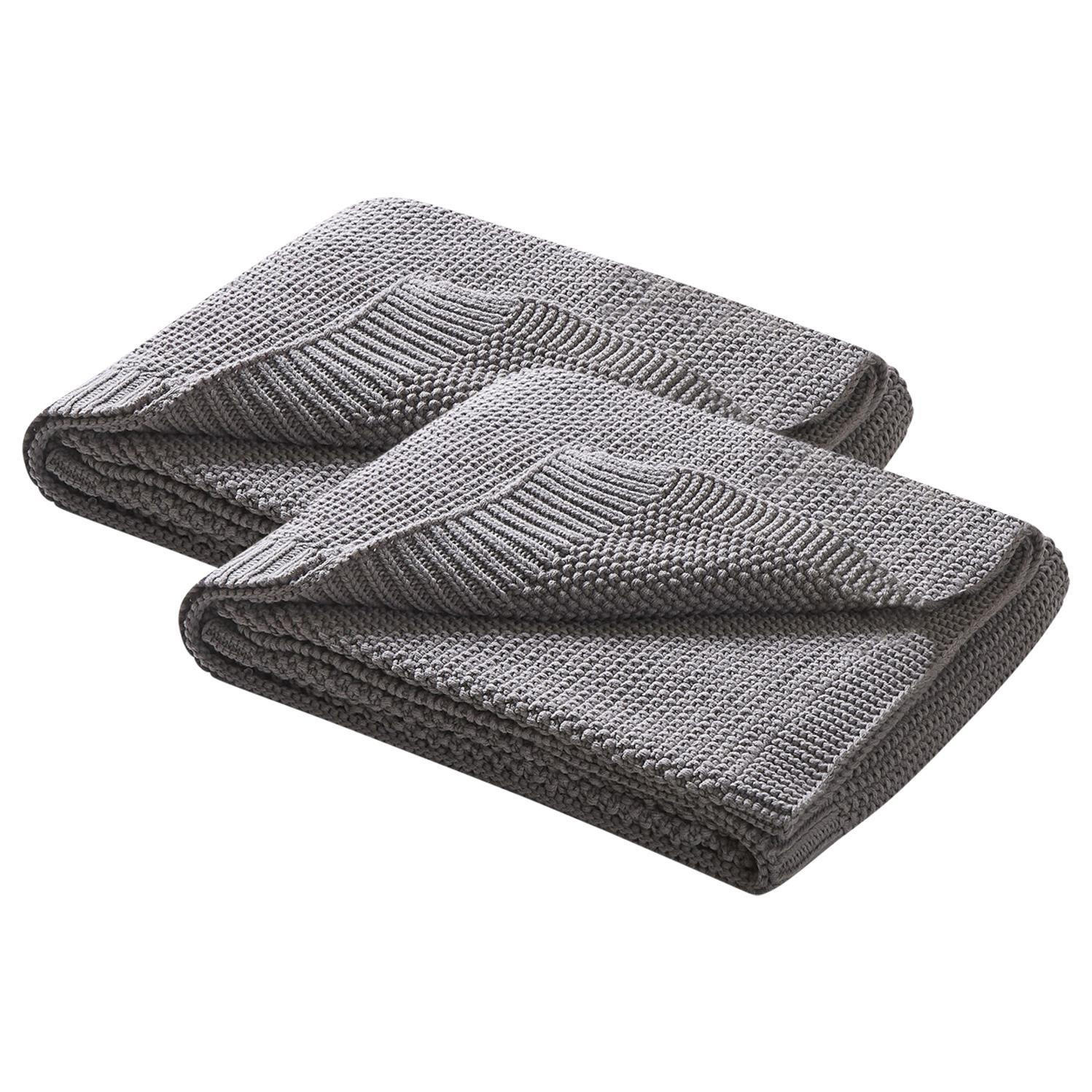 SCHMUSEDECKE 2er Set Strick grau 70/100 cm - Grau, Textil (70/100cm) - wometo