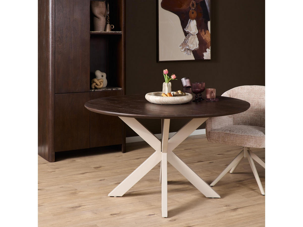 ESSTISCH Dimora -Sand Durchmesser 130 cm Sand - Sandfarben, Holz (130/130/76cm) - Villa Möbel