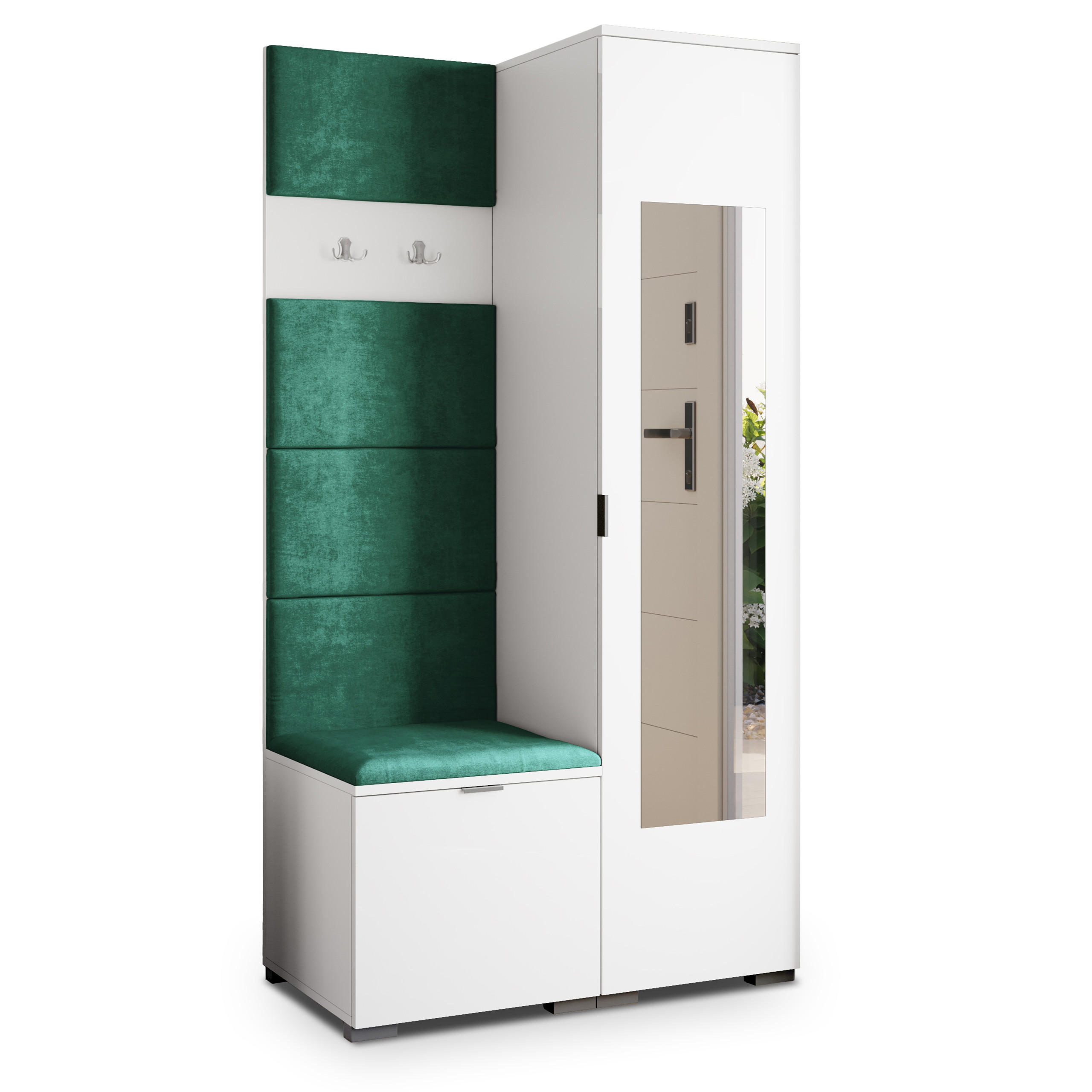 Masseno Garderobenschrank Weiß, Grün 95x181x51 cm