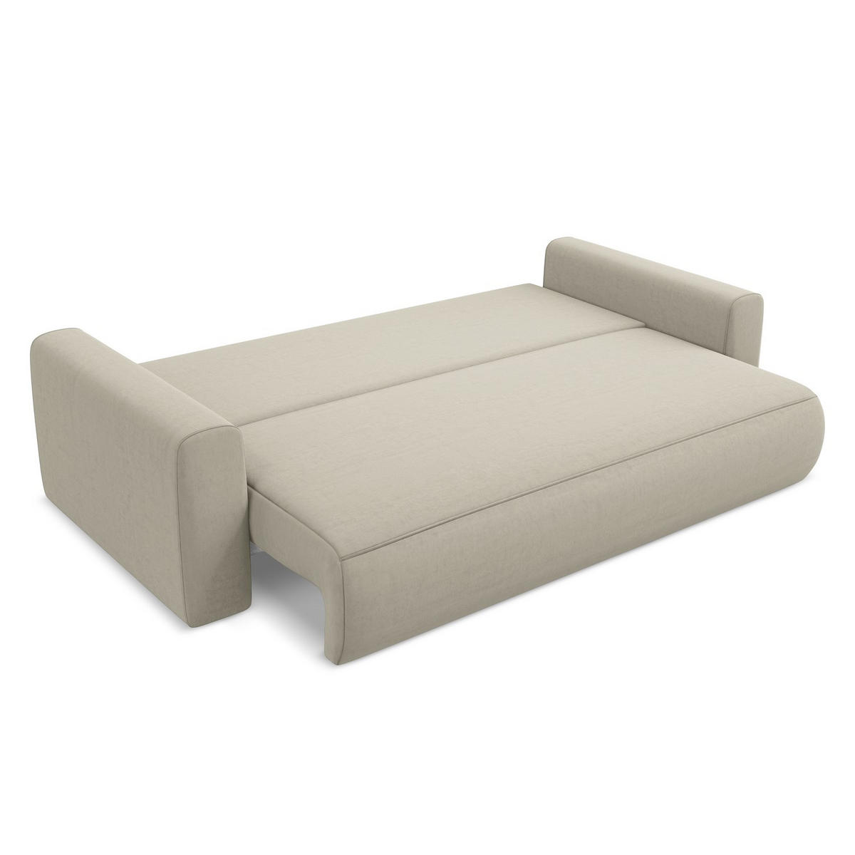 3-SITZER SOFA mit Schlaffunktion Samt Stoff Creme - Perlmutt/Creme, Kunststoff/Textil (238/82/105cm) - LaMiaSofa
