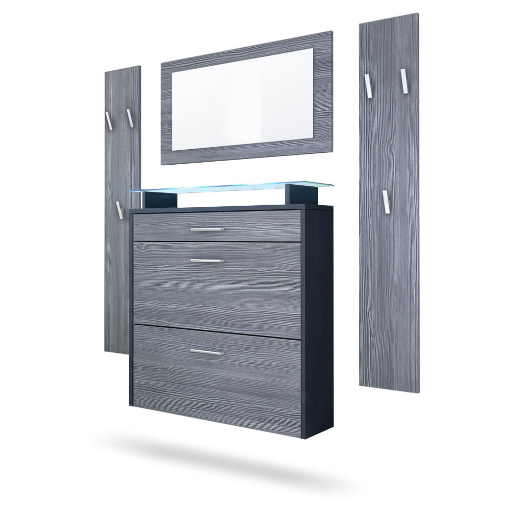 GARDEROBE Malea Fronten in Avola-Anthrazit - Anthrazit, Holzwerkstoff (180/180/23cm) - Vladon