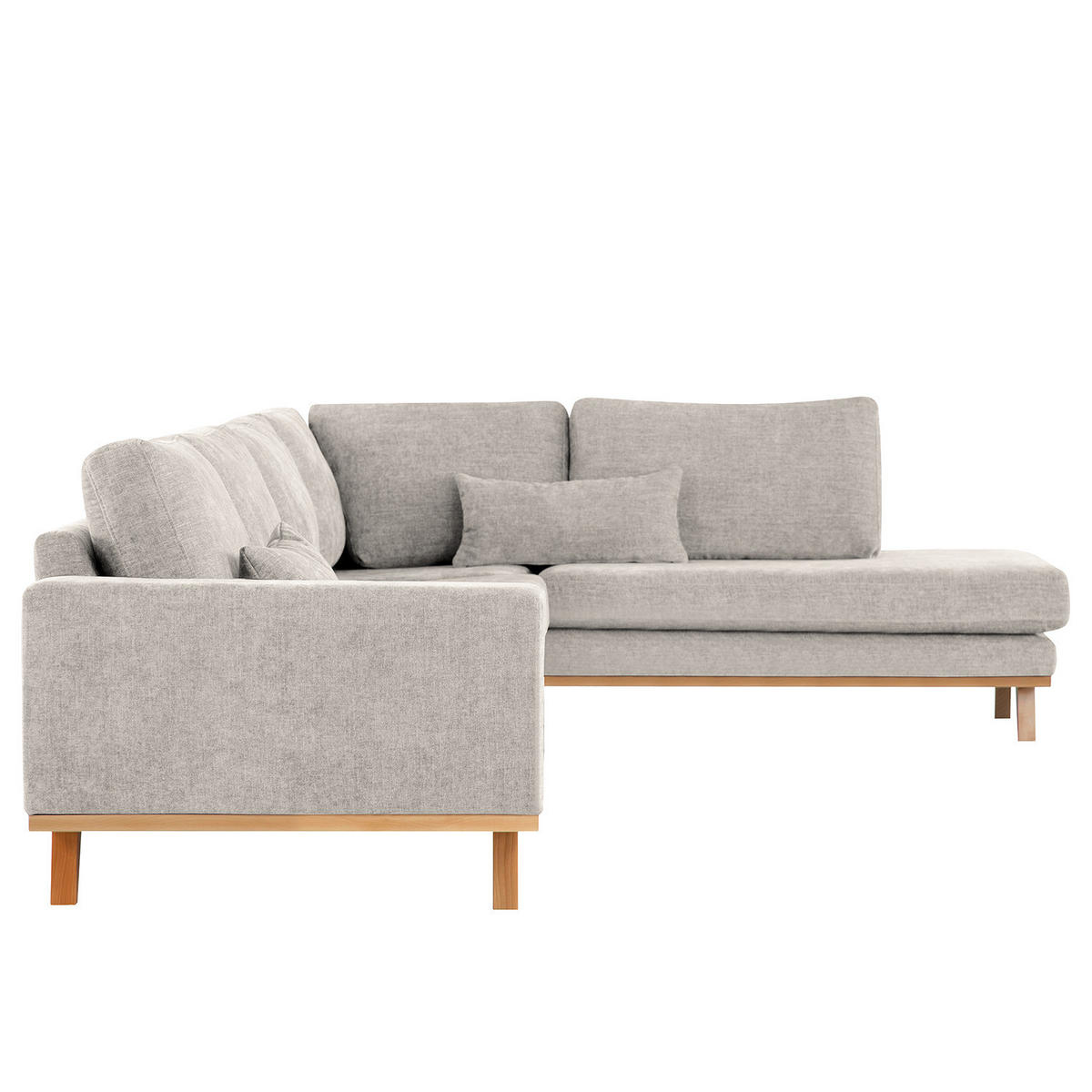 ECKSOFA mit Ottomane - Buchefarben/Grau, Buchenholz/Textil (287/219cm) - home24