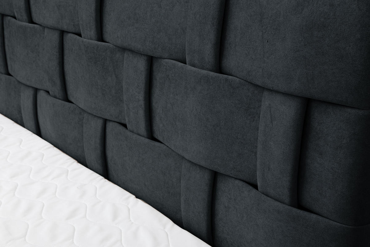 BOXBETT Charlotte mit 2 Bettkästen, Maße: 180x200 cm, Farbe: Dunkelgrau, Velourstoff, mit Bonell-Matratze inkl. Topper - Dunkelgrau, Holz/Kunststoff (180/200cm) - VENASI MÖBEL