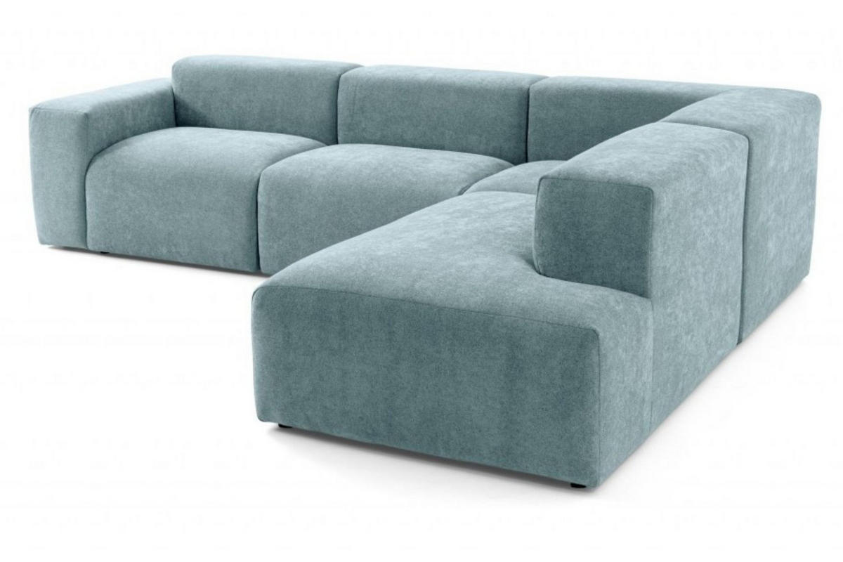 4-SITZER modulares Ecksofa HEAVEN SET 2 Rechts, Breite 300 cm Webstoff Blaugrau - Blaugrau/Schwarz, Holz/Kunststoff (245/300cm) - Muffo