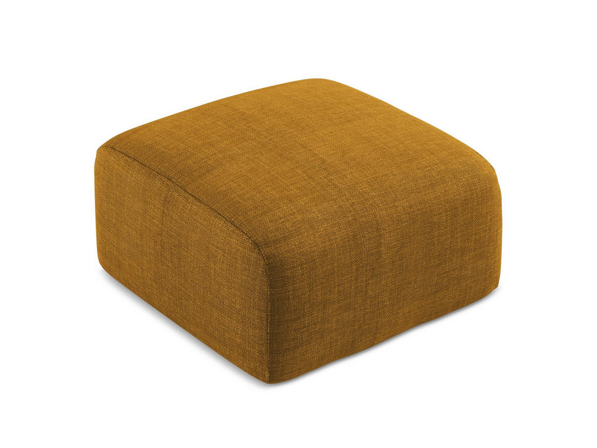 POUF Strukturstoff Gelb - Currygelb/Schwarz, Holzwerkstoff/Kunststoff (65/40/65cm) - Makamii