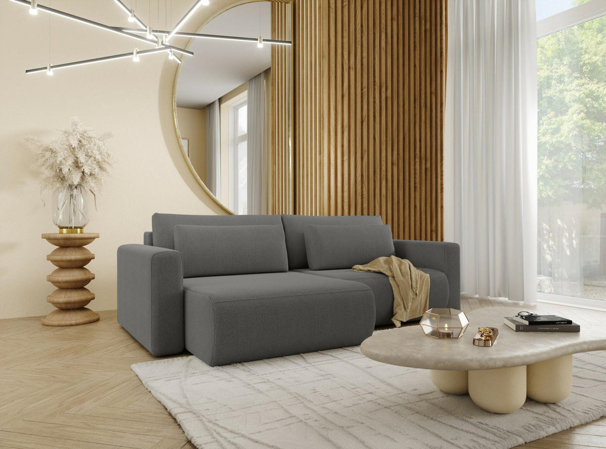 ECKSOFA mit Schlaffunktion 5-Sitzer Grau - Grau, Textil (240/149cm) - Furnisell