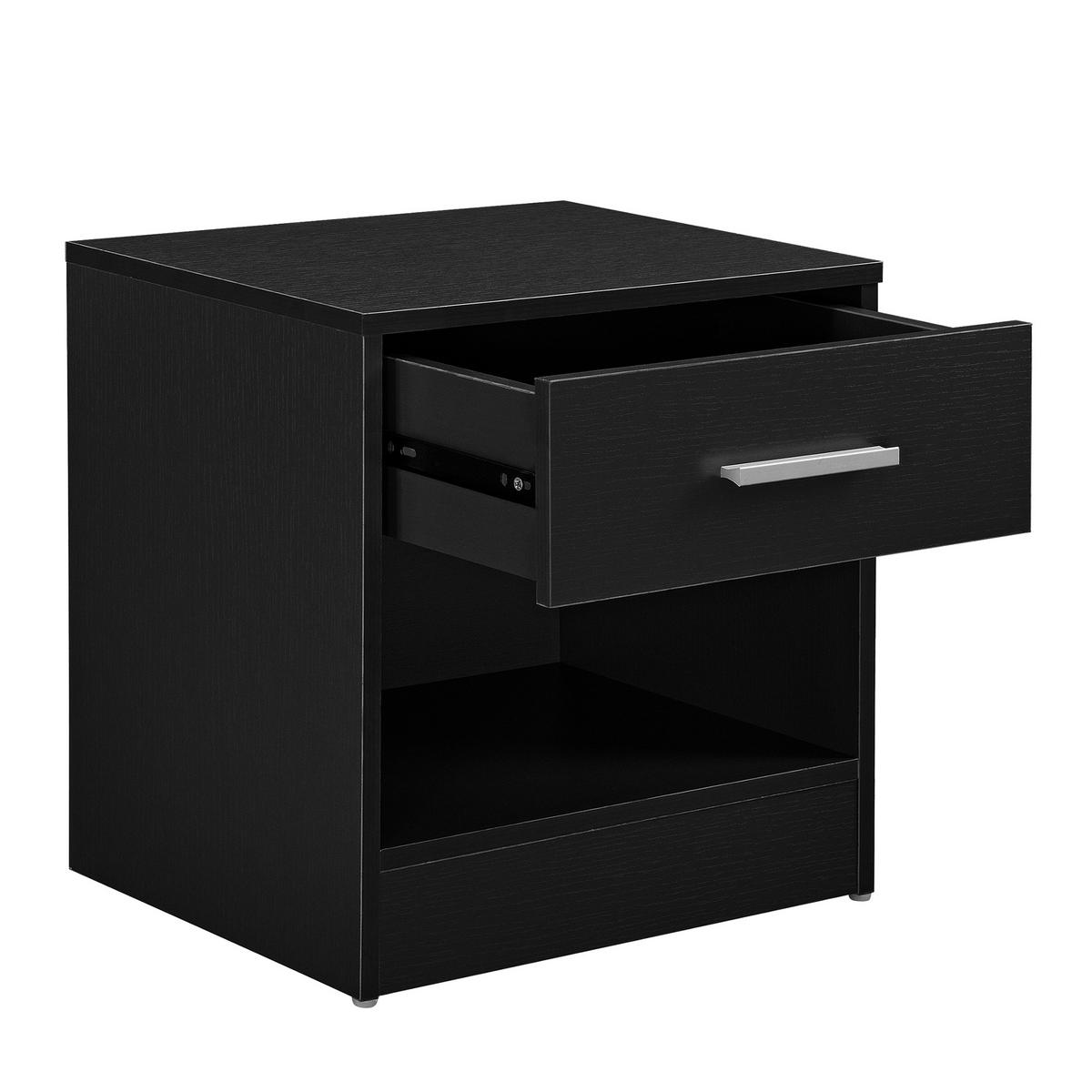NACHTTISCH Jette - Schwarz, Holzwerkstoff (37/38/30cm) - [en.casa]