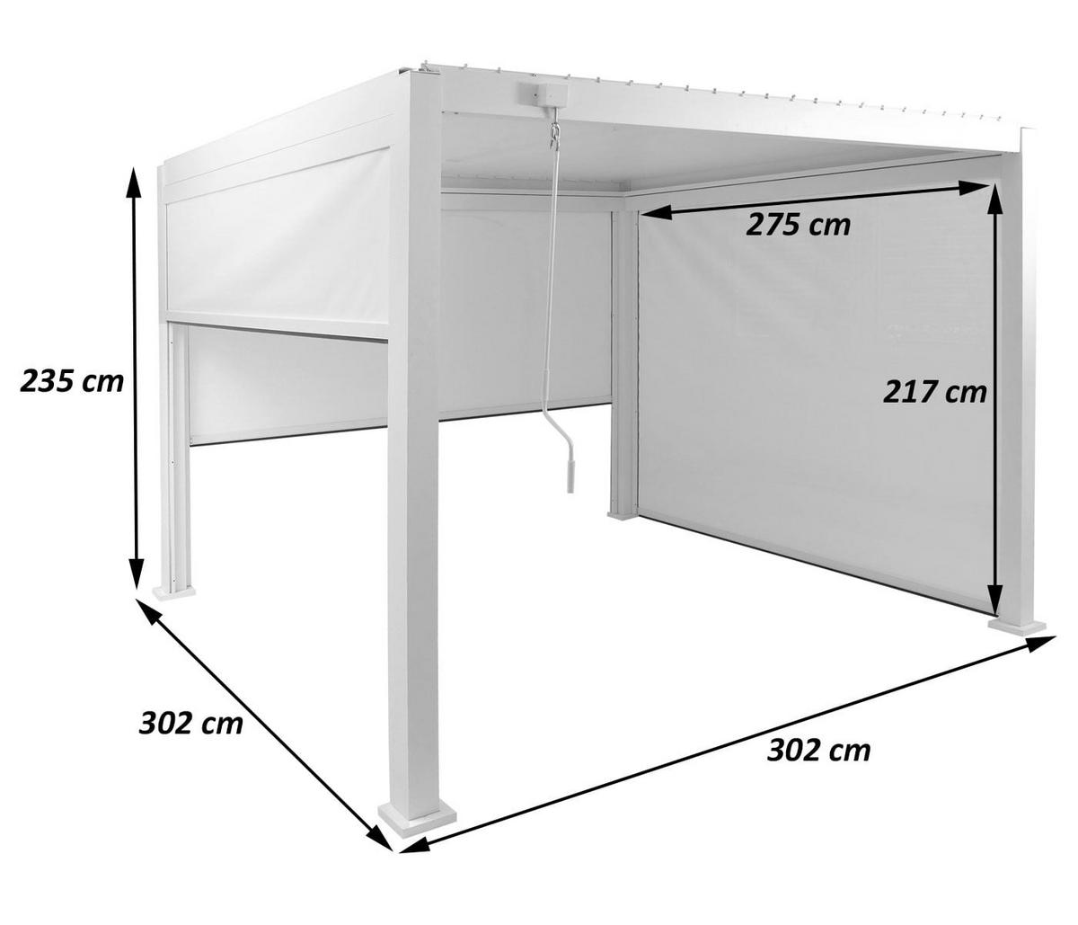 PERGOLA MIT SEITENWAND Weiß - Weiß, Metall (302/235/302cm) - MCW