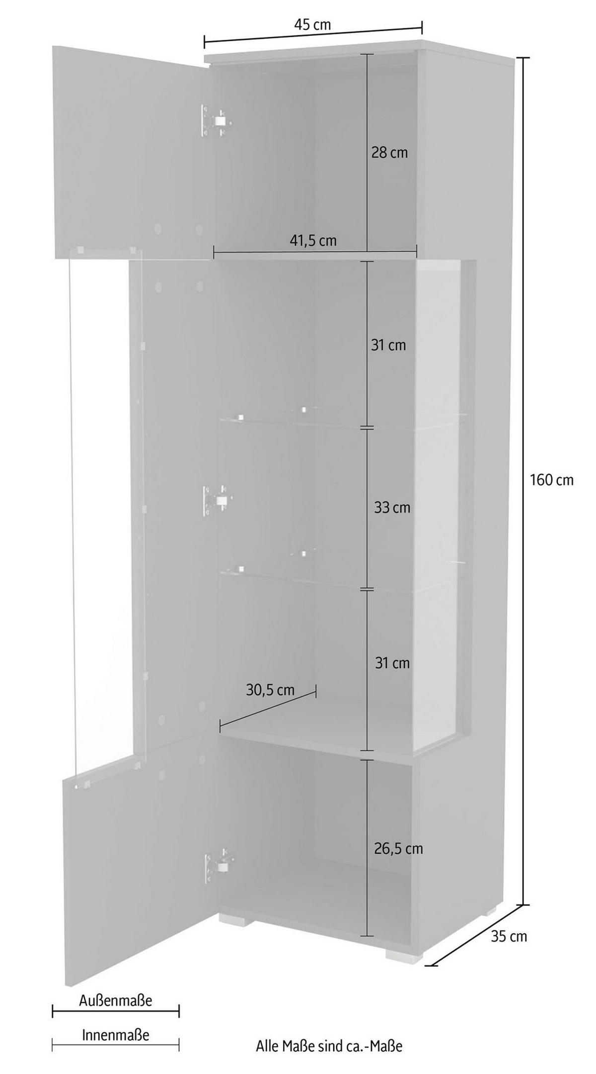 VITRINE India Schiefer 45 / 35 / 160cm - Schieferfarben, Holz/Holzwerkstoff (45/160/35cm) - Feldmann-Wohnen