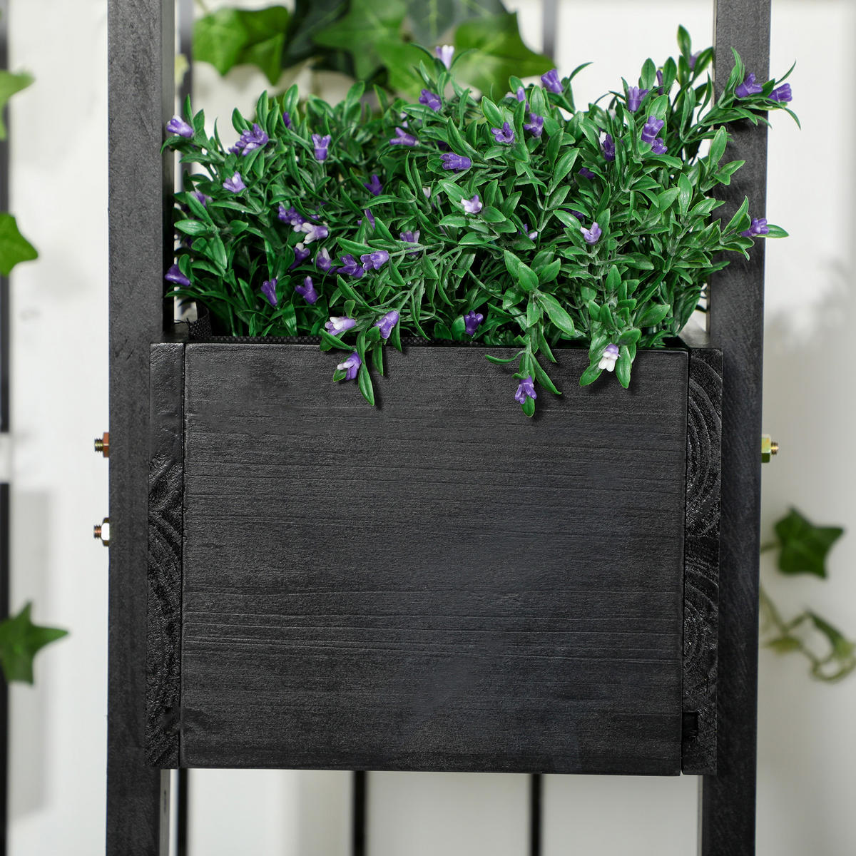 HOCHBEET DE-12248 mit Rankgitter 90/45/170 cm Schwarz - Schwarz, Holz (90/170/45cm) - ComfortXL