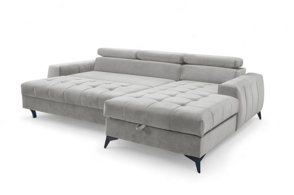 ECKSOFA Agnesa Xs In Salvador - Hellgrau, Holzwerkstoff/Textil (260/200cm) - Fun Möbel