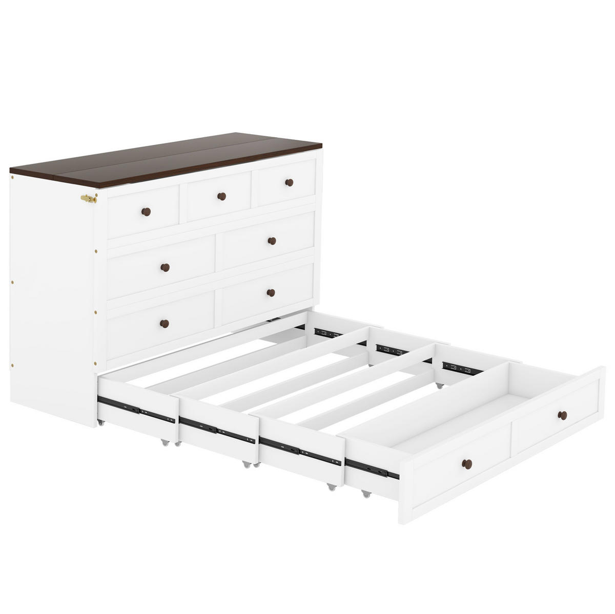 SCHRANKBETT 140/200 cm mit USB-Anschluss, Steckdose, Schublade und Regal, umbaubar, Weiß - Weiß, Holzwerkstoff (140/200cm) - Redom