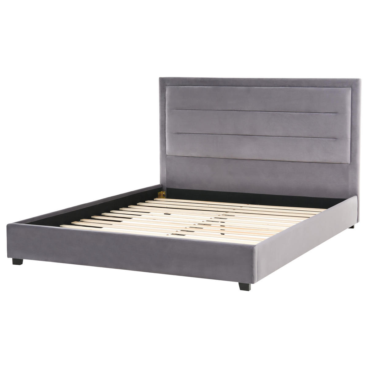 BETT mit Lattenrost 160/200 cm Dunkelgrau Rouen - Dunkelgrau/Schwarz, Textil (160/200cm) - Beliani