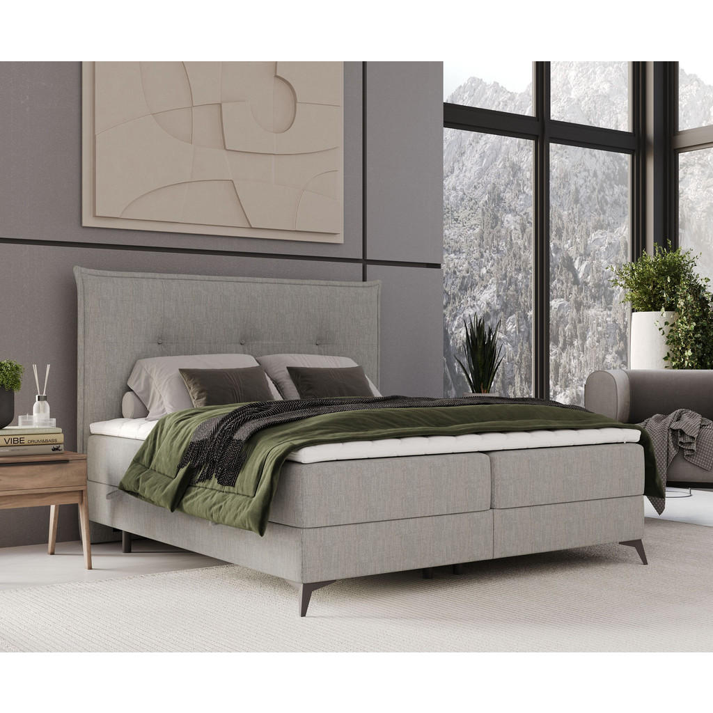 Thumbnail - Maison de Reve Boxbett, Grau, Textil, Buche, Kiefer, H2, Höhe ca. 20 cm, 180x200 cm, FSC 100%, Made in EU, Global Recycl...