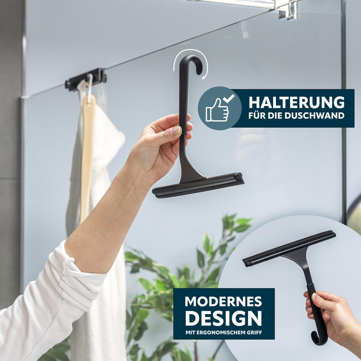 DUSCHABZIEHER, schwarz, Edelstahl - Schwarz, Metall (24/22/2cm) - bremermann