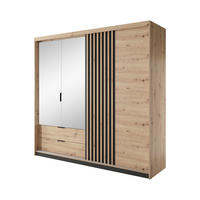 KLEIDERSCHRANK Tally Artisan Eiche / anthrazit 220cm / 60 cm / 210 cm - Eiche Artisan/Braun, Holz/Holzwerkstoff (220/210/60cm) - Feldmann-Wohnen