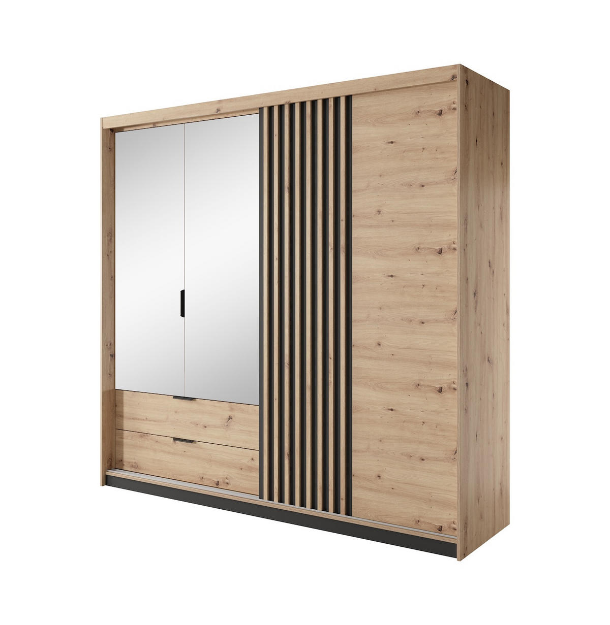 KLEIDERSCHRANK Tally Artisan Eiche / anthrazit 220cm / 60 cm / 210 cm - Eiche Artisan/Braun, Holz/Holzwerkstoff (220/210/60cm) - Feldmann-Wohnen