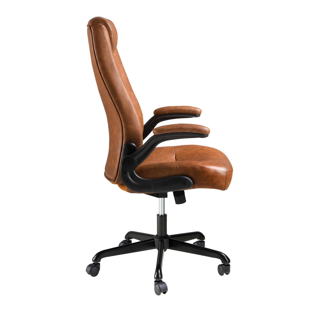 CHEFSESSEL Drehbarer Bürostuhl aus braunem Kunstleder 69/73/115 cm - Schwarz/Braun, Leder (69/115/73cm) - ANGEL CERDA